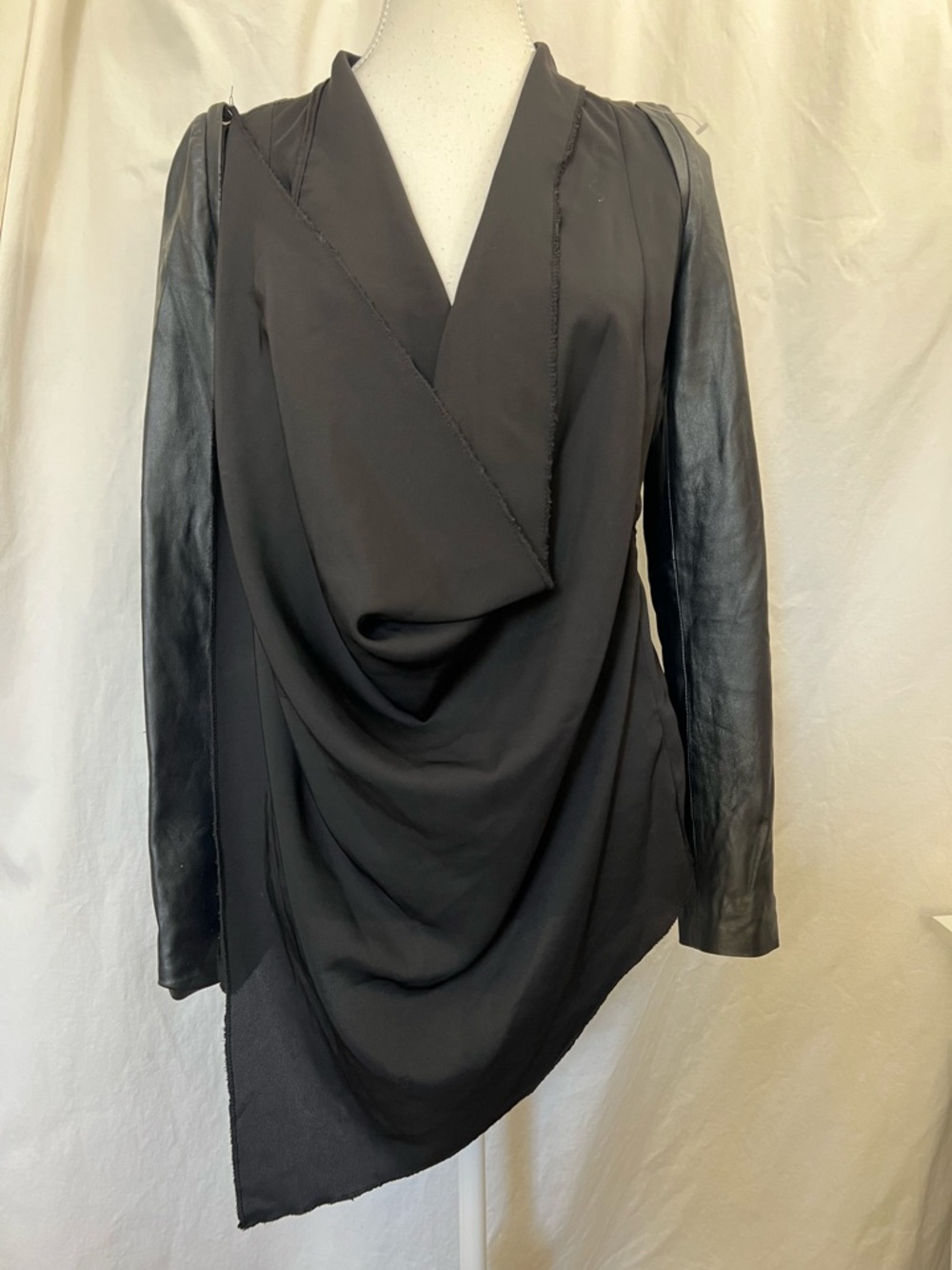 Rudsak Draped Black Women’s Jacket with Leather Sleeves Size small